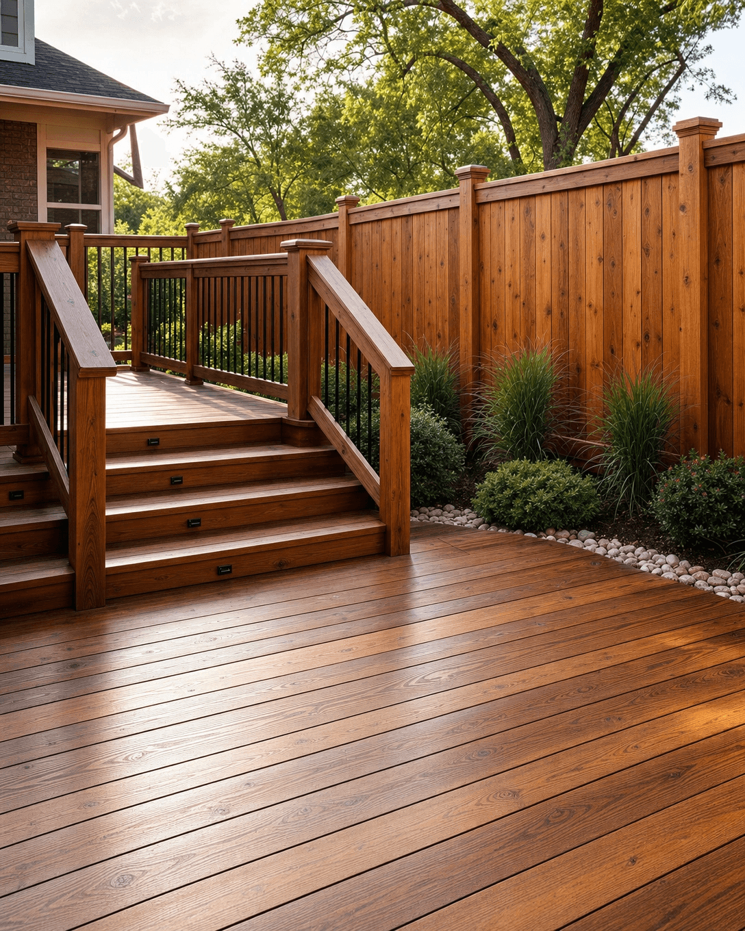 Cedar deck and fence staining and restoration in San Antonio, Texas by Klema Builders