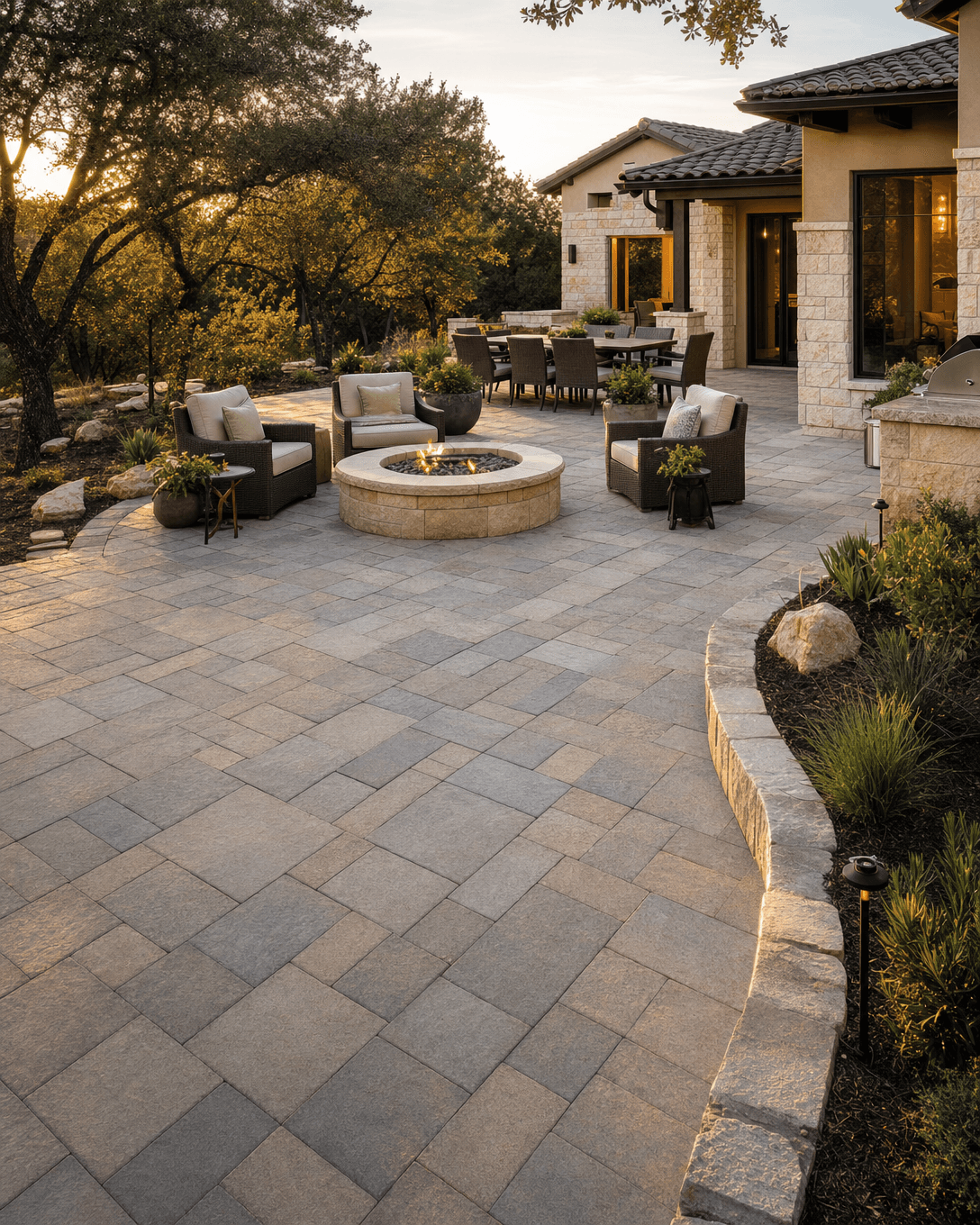 Backyard paver patio hardscape installed in San Antonio, Texas